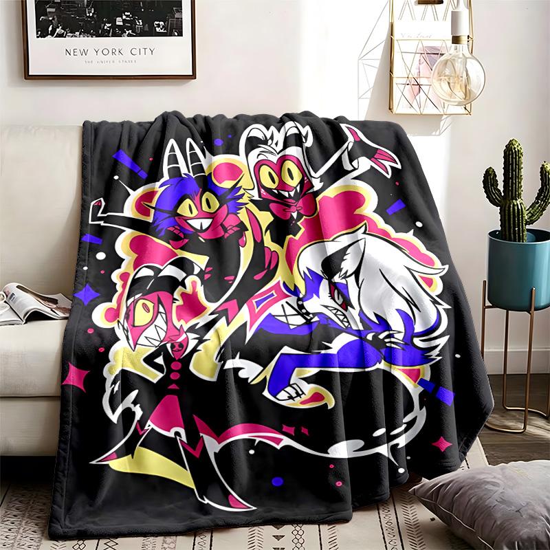 Hazbin Hotel Motiv Decke Geeignet für das Sofa Camping und Reisen Hergestellt aus Weichem Flanellmaterial Ein Ideales Geschenk für Anlässe Wie Geburtstag