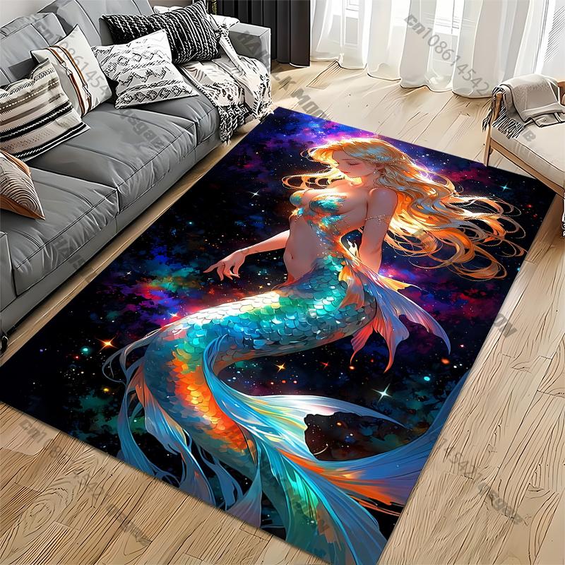 Beautiful Mermaid Printed Carpet Yoga Mat Game Room Bedroom Beautiful Anti -slip Carpet Rugs Living Room Decoration Chambre