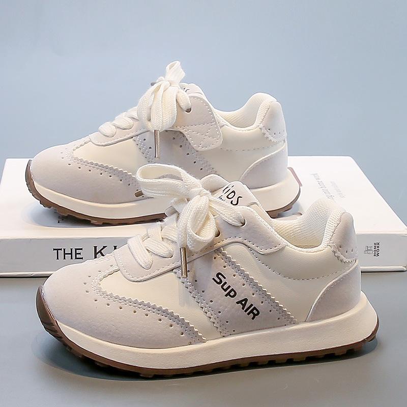 2025 Spring and Autumn Popular Children's Leather Sneakers Women's Treasure Soft Sole Non-slip Casual Shoes Fashion Boys Forrest Gump Shoes