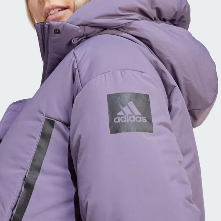 adidas Myshelter Cold.Rdy Jacket Color Block Logo Hooded Down Jacket Women Jacket Purple HZ5700