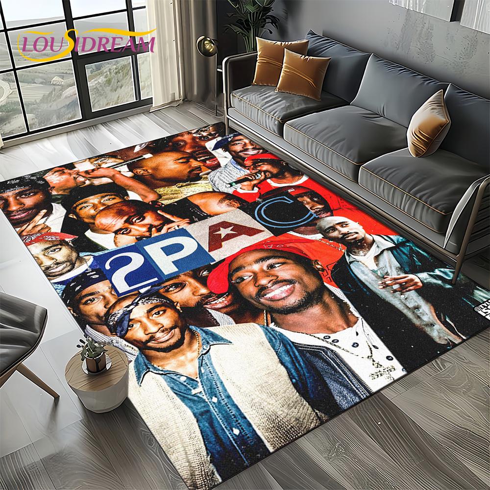 Rapper Eminem Tupac 2pac Hip-Hop Rap God Carpet Rug for Living Room Bedroom Home Sofa Decoration,Area Rug Non-slip Floor Mat