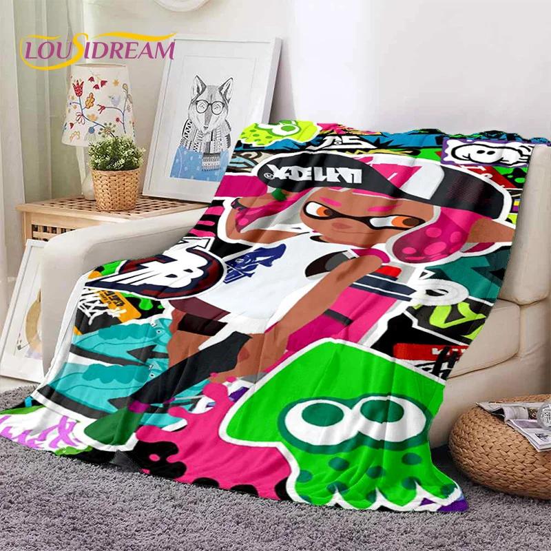 Splatoon3 PC Gamer Cartoon Game Soft Flannel Blanket for Beds Bedroom Sofa Picnic,Throw Blanket for Cover Outdoors Leisure Gift