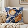Gouache Painting Picnic Coffee Food Cushion Cover Breathable Cushion Covers Machine Washable Wrinkle-Resistant Soft Durable