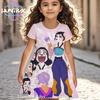 Kpop Demon Hunters Anime Girls Dress Breathable Summer Kids Cartoon Short Sleeve Beach Sundress Casual Nightgown