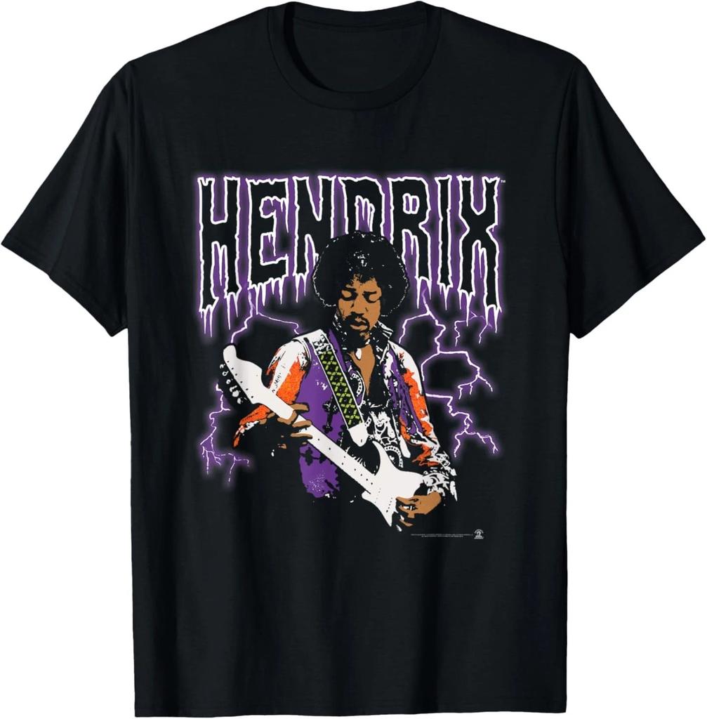 Jimi Hendrix Lightning T-Shirt 100% cotton tops tee men's women's