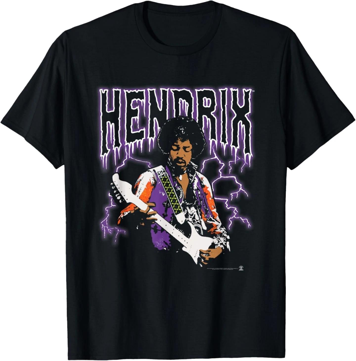 

Jimi Hendrix Lightning T-Shirt 100% cotton tops tee men s women s 3XL