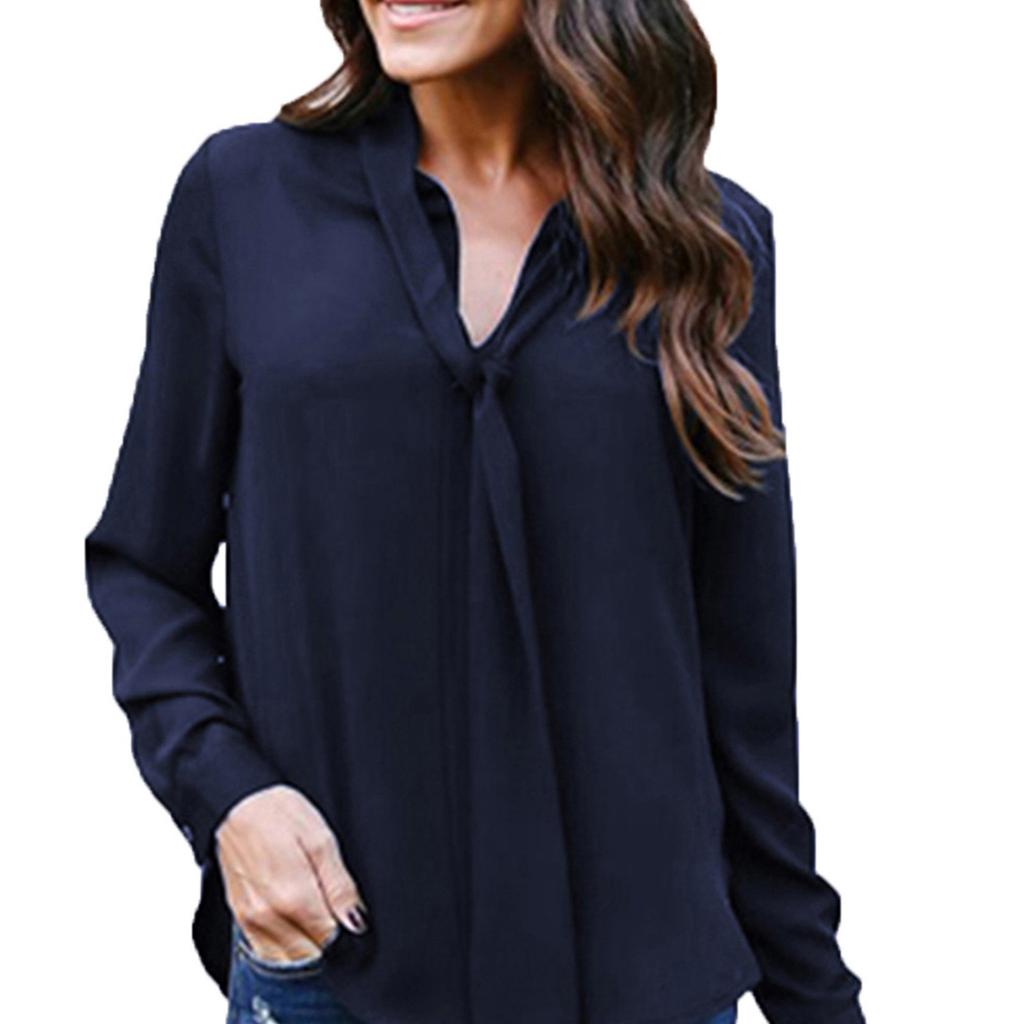 Mujer Suelta Botón Oficina Escote Dama Manga Larga FundaDaCarta Blusa  camiseta Camiseta comprar a buen precio — entrega gratuita, reseñas reales  con fotos — Joom