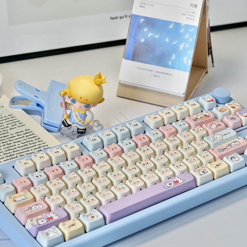 Hide-and-Seek Cat Theme PBT Keycap - Five-Sided Dye-Sublimation for Mechanical Keyboards