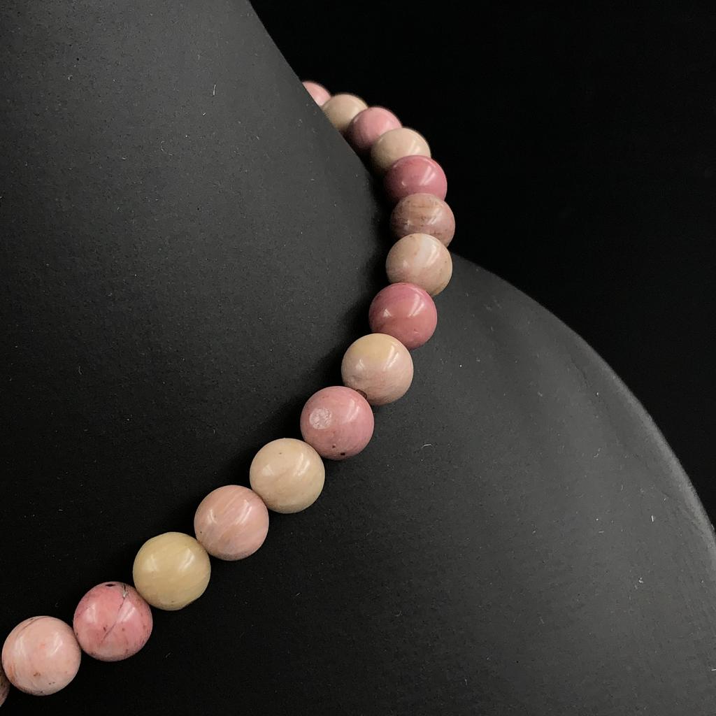 8mm Natural Pink Rhodonite Gemstone Round Beads Adjustable Necklace 17-20" Handmade Beads Necklace For Anniversary Gift 8BN-36