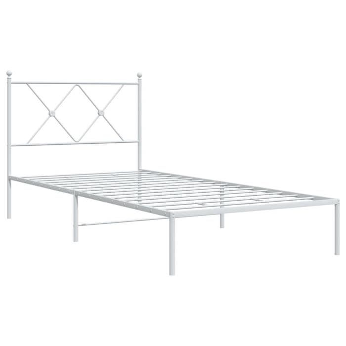 VidaXL Cadre de lit métal sans matelas avec tête de lit blanc 90x200cm 376544