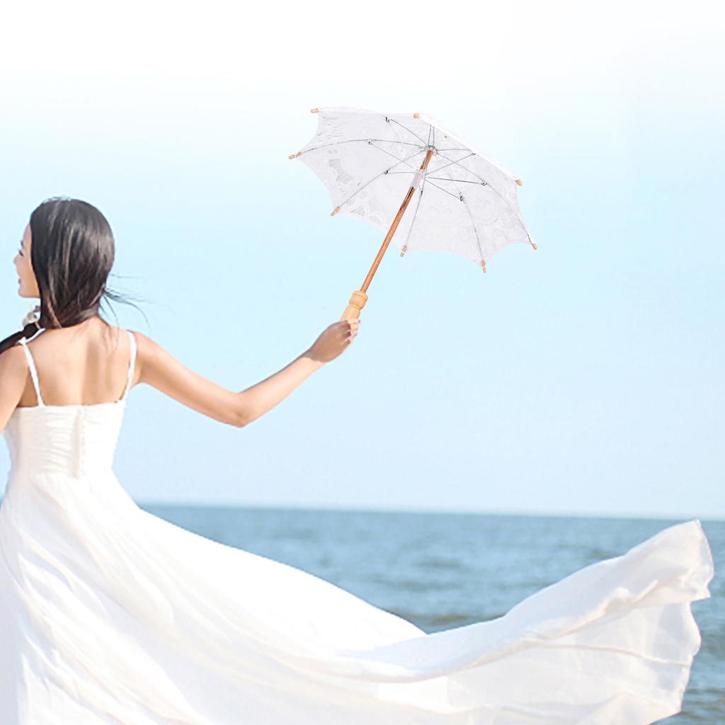 Bridal Lace Cotton Umbrella for Wedding Parties Dancing Photography Prop