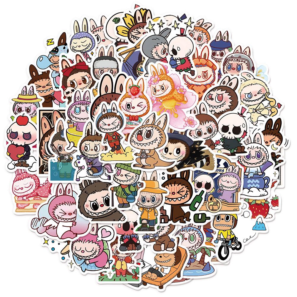 50Pcs Cute Cartoon Labubu Stickers Kawaii Water Bottle Stickers for Kids Teens, Waterproof Vinyl Stickers, Aesthetic Laptop