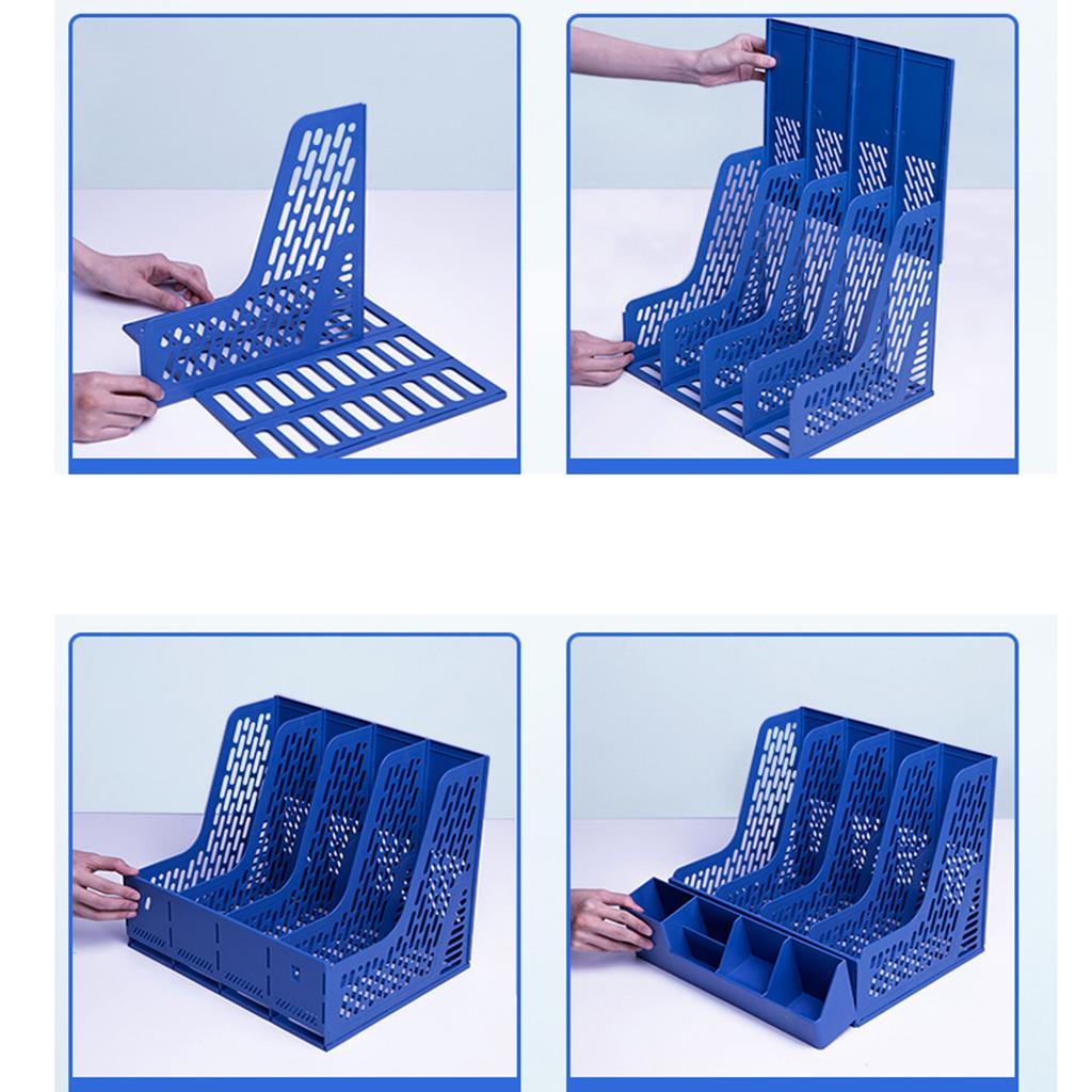 Vertical Magazine File Holders Book Holders 4 Compartments Vertical Magazine File Holders for Office Organization