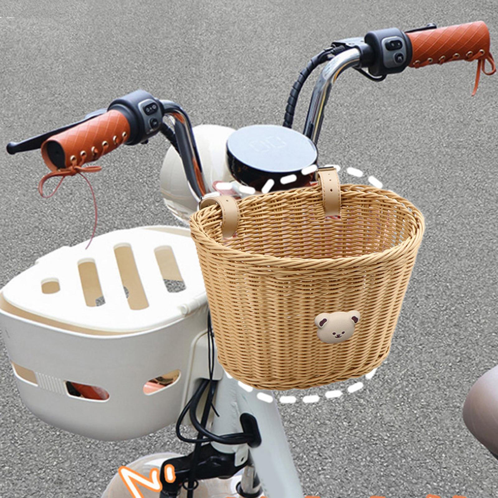 

Корзина для велосипеда для взрослых, детей или скутера с регулируемыми ремнями из полиуретана светло-коричневого