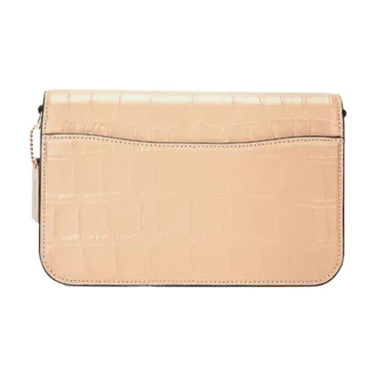 Coach Borsa a Spalla Effetto Coccodrillo, Pelle Color Crema Logo Carrozza Dorata, Borsa a Tracolla Convertibile da Donna per Uso Quotidiano, Feste, Viaggio CN061-IMTAU