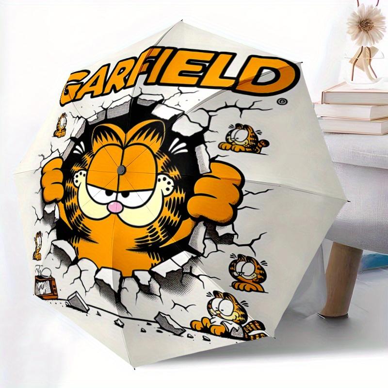 1pc Garfield Breaks Through the Wall Durable Cartoon Folding Umbrella, Portable 3-Fold Compact Umbrella for Men and Women, Suitable for Travel or Dail