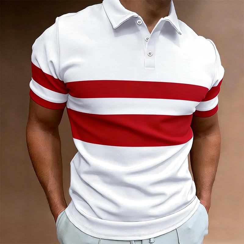Business Leisure Slim Fit Men's Polo Shirts Short Sleeve Solid Color Business Casual Tee Shirts Casual Beach