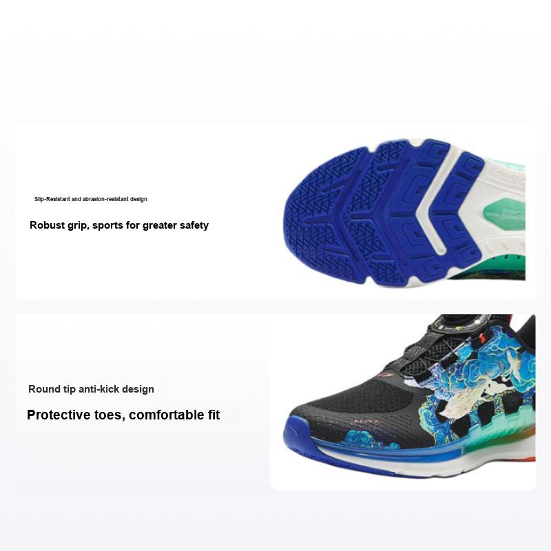 Anta Wind Chaser 5.0 Lightweight Non-Slip Durable Low-Top Kids Running Shoes Kids sneaker Black Blue 312325516R-1 38