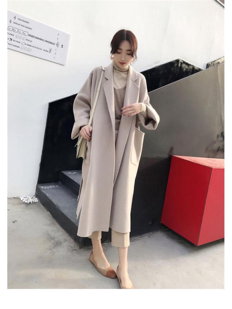 2025 Autumn/Winter Korean Style Slimming Plus Size Mid-Length Wool Coat