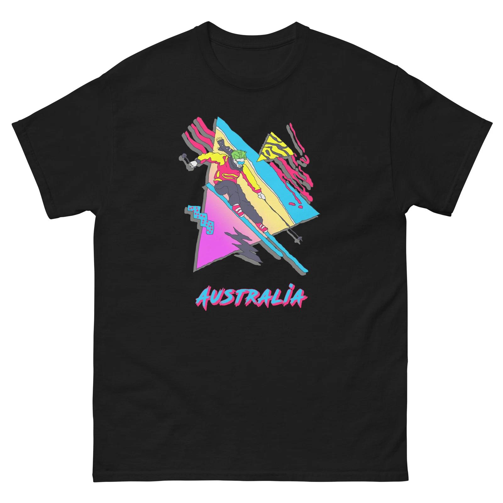 Retro Skier Australia Skiing Ski Fun T-Shirt S