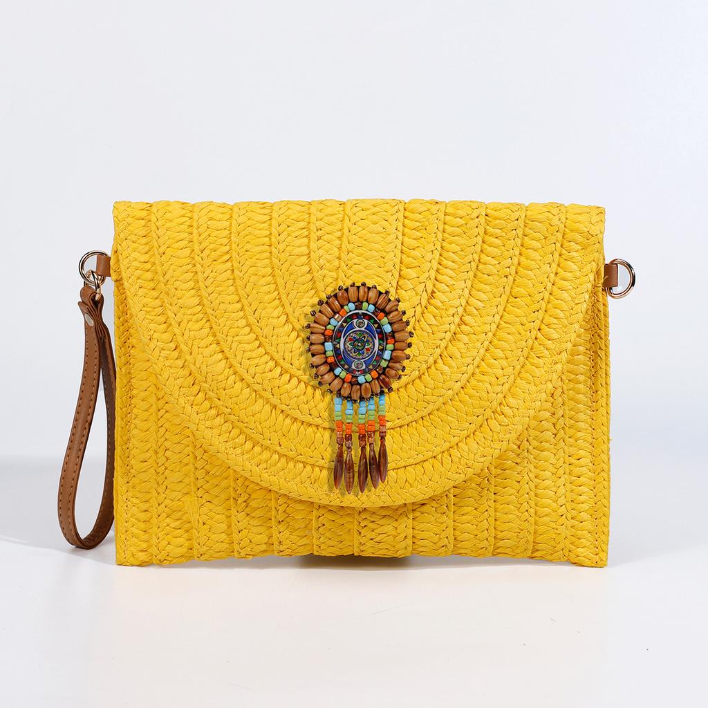 Neue Stroh Große Kapazität Clutch Umhängetasche Einzigartiges Umschlag Quasten Design Premium Handtasche Damen Tasche Umhängetasche