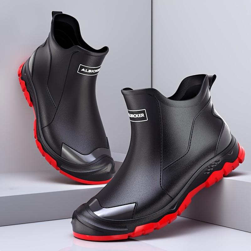 Men's Slip-On Waterproof Rain Boots with Non-Slip Durable Design