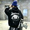 Latest style French pattern eye design children's hooded pullover sweatshirt with long sleeves and loose fit for boys and girls