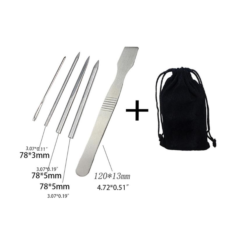 Portable Knotter Tools Stainless Steel Lacing Needle and Smoothing Tool Fit for Leather Fit for DIY Craft Supplies