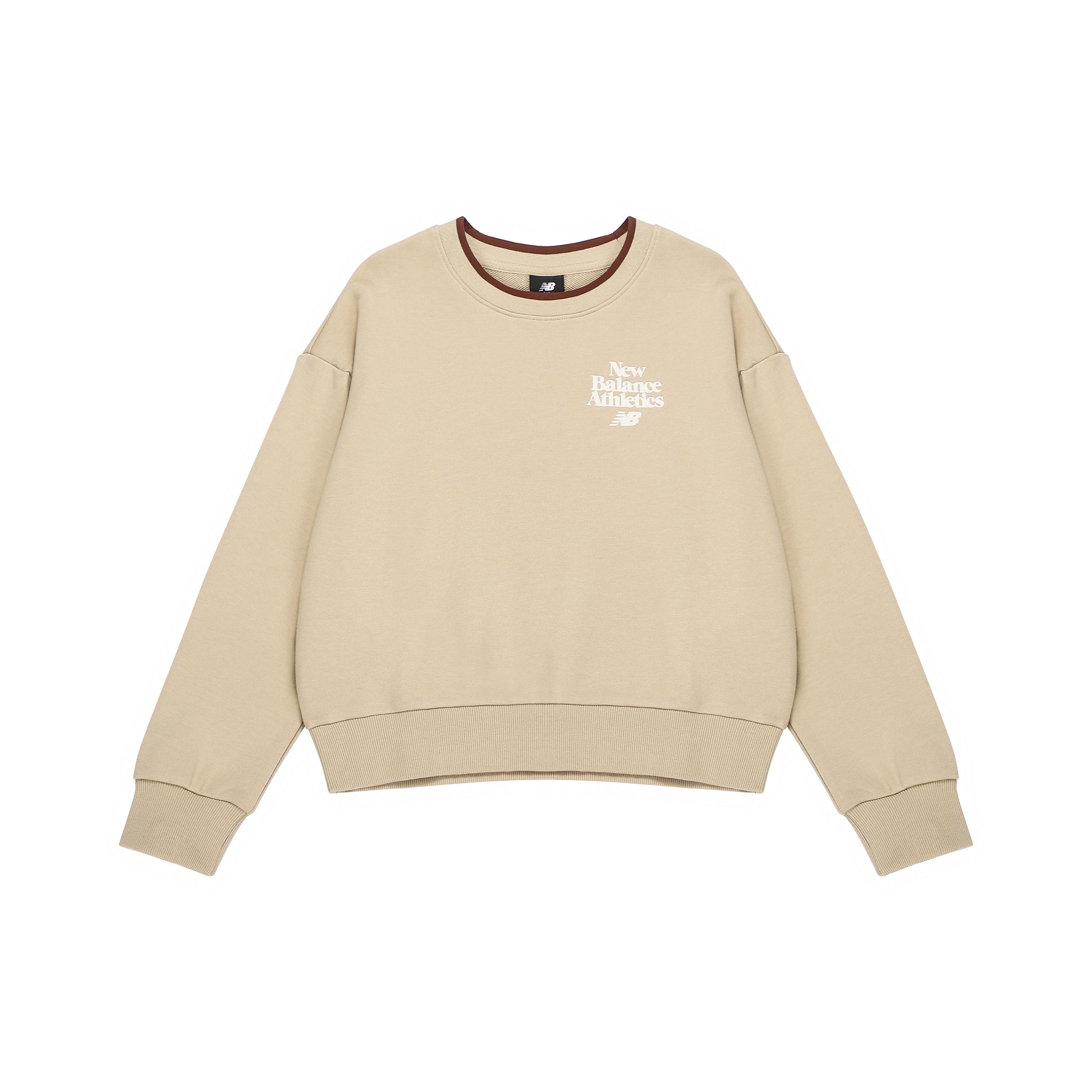 (WMNS) New Balance Athletics 70s Crewneck Sweatshirt Asia Sizing Beige White Women s AWT23552-INC S