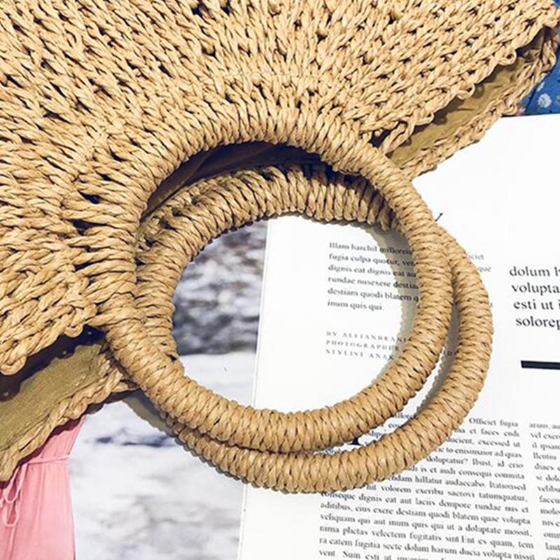 Dames handgeweven zomerstrandreistassen Vrouwelijke handtassen met handvat en strobakken populair