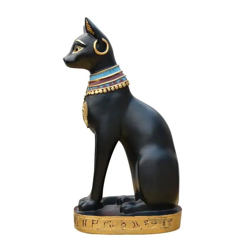 Statua Forma Gatto Egiziano Resina Decorazione Vintage Casa Auto Scrivania Ornamento Statuette Miniature Decorazione Artigianato Decorazione Casa