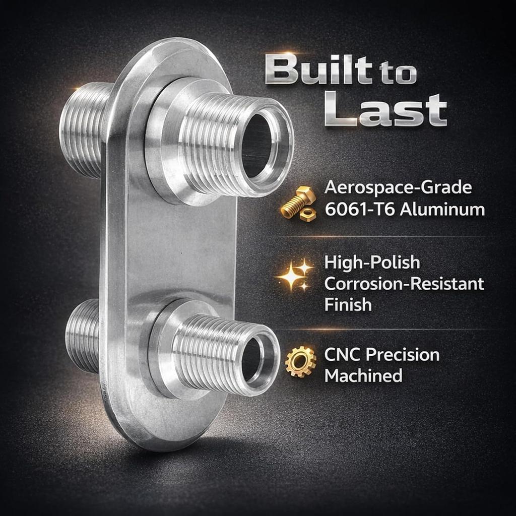 A/C Bulkhead, Car 2-Port Air Conditioner Bulkhead Connector Universal Modification Replacement for Hot Rod(Silver)