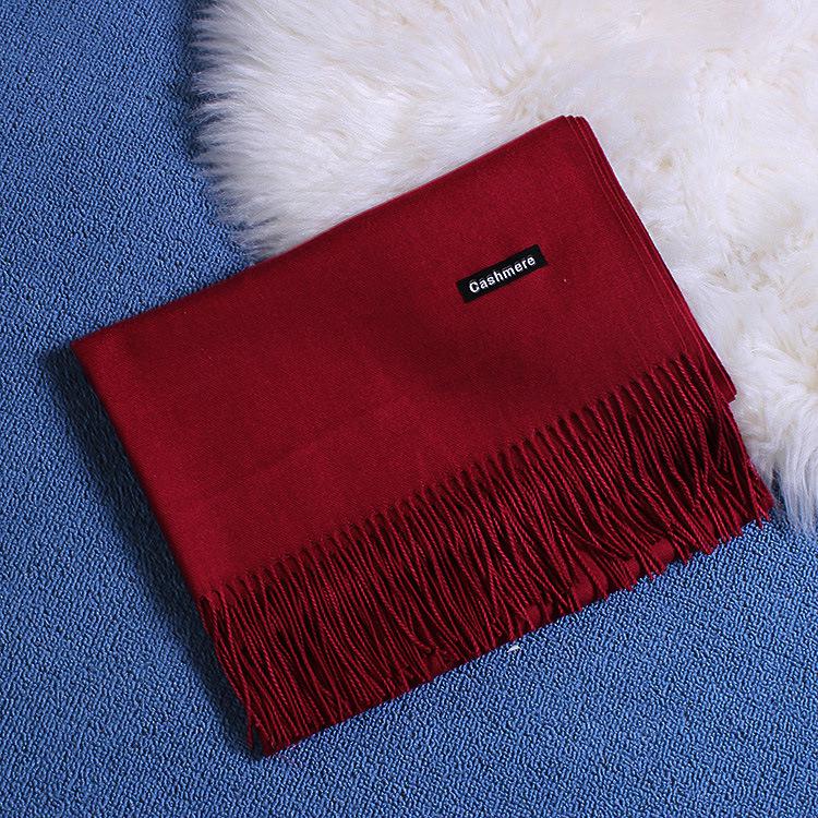 Two-Life Women's Solid Color Imitation Cashmere Scarf - Korean Style, Two-Way Shawl & Neck Gaiter for Autumn/Winter.