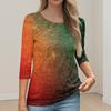 Women's Fashion Casual Round Neck 3/4 Sleeve Loose Printed T-Shirt Ladies Top