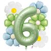7pcs Matte Finish Daisy Balloon Number Wedding Decor Birthday Party Decoration Aluminum Foil Balloon Baby Shower Decorations