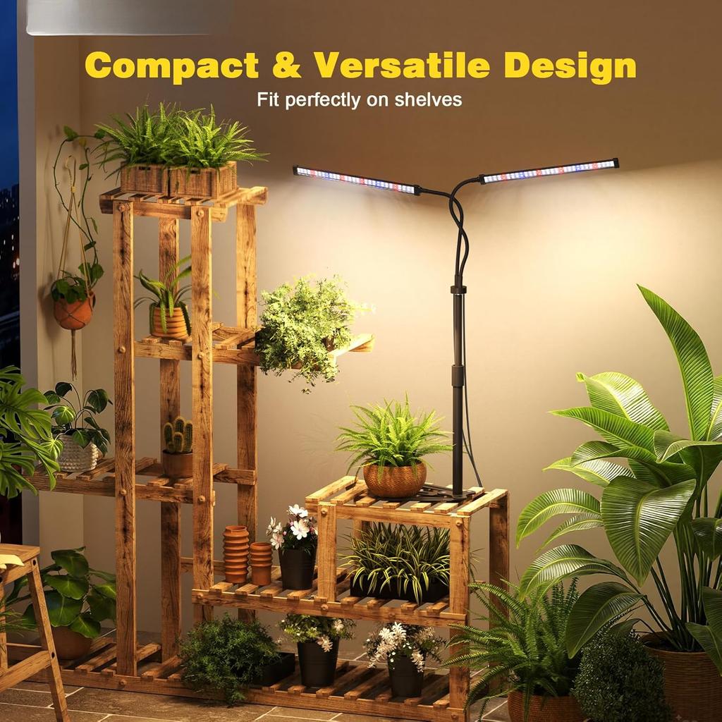 Grow Lights for Indoor Plants, Full Spectrum LED Plant Light with 9.8-35 In Tripod Stand, 120 LEDs 5700K, 4/8/12H Auto Timer, 5 Brightness Levels