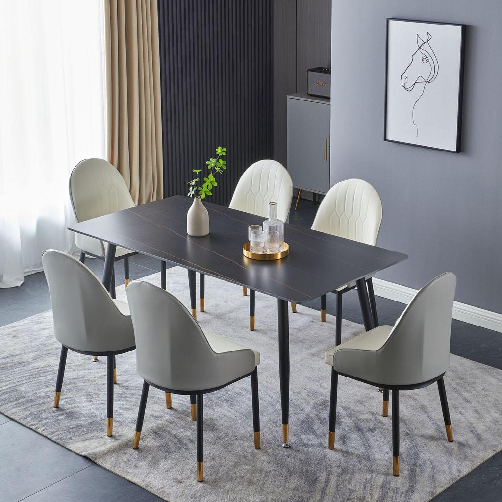 Modern Minimalist Italian Rock Slab Dining Table Set for Small Apartments