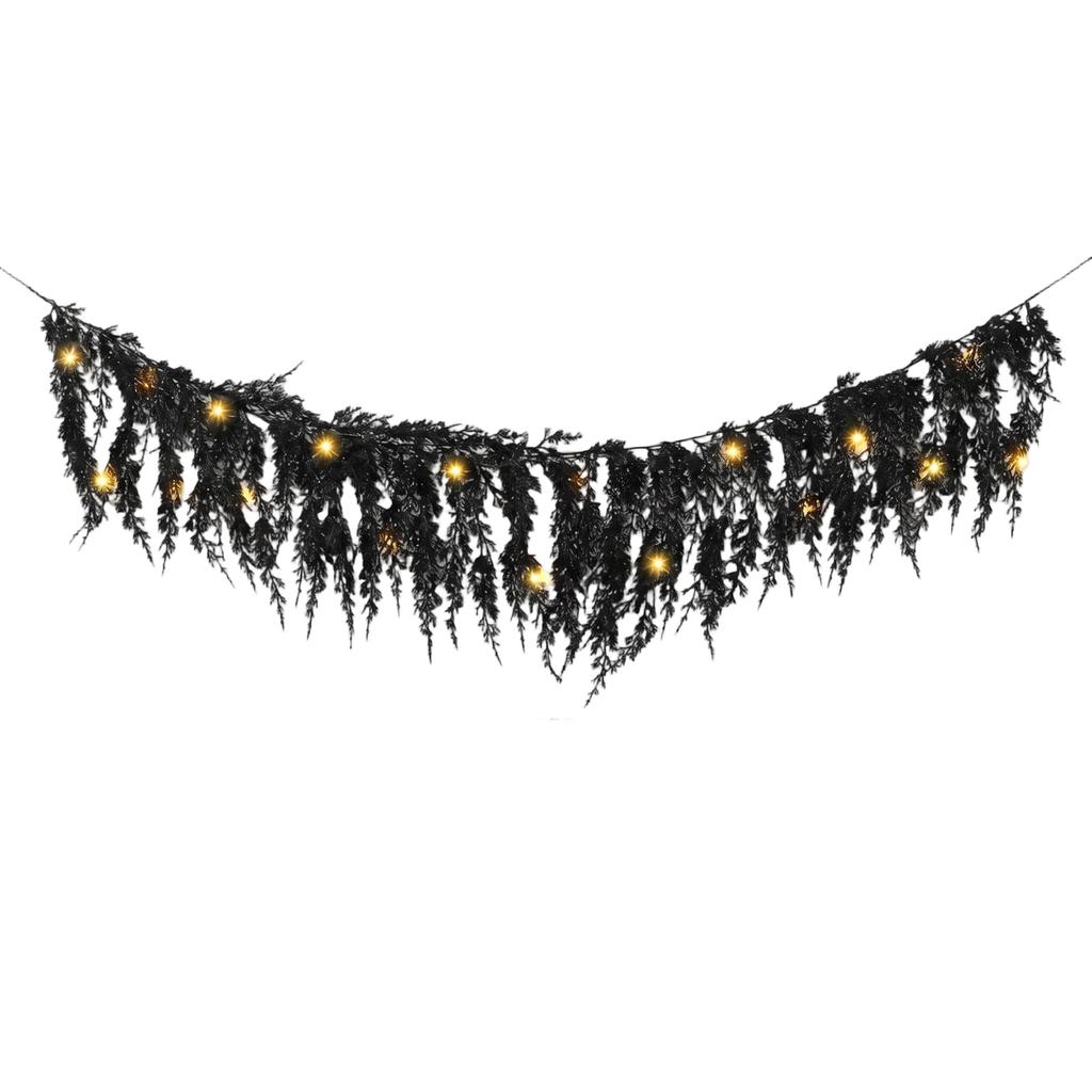 Artificial Pine Needle Garland with LED Lights for Fireplace Wall Dining Table Hanging Decoration Battery Operated Vine Strip for Indoor Use