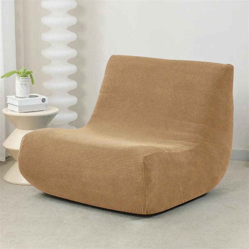 Coperture elastiche per divano da terra senza braccioli in pile polare, copriseduta singolo per poltrona da camino, coperture per pouf da adulto