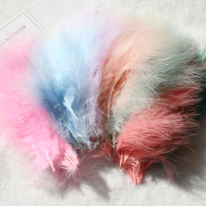 50Pcsdiy Color Feather Full Fleece Turkey Feather Clothing Antique Headdress Pet Toy Handicraft Decoration