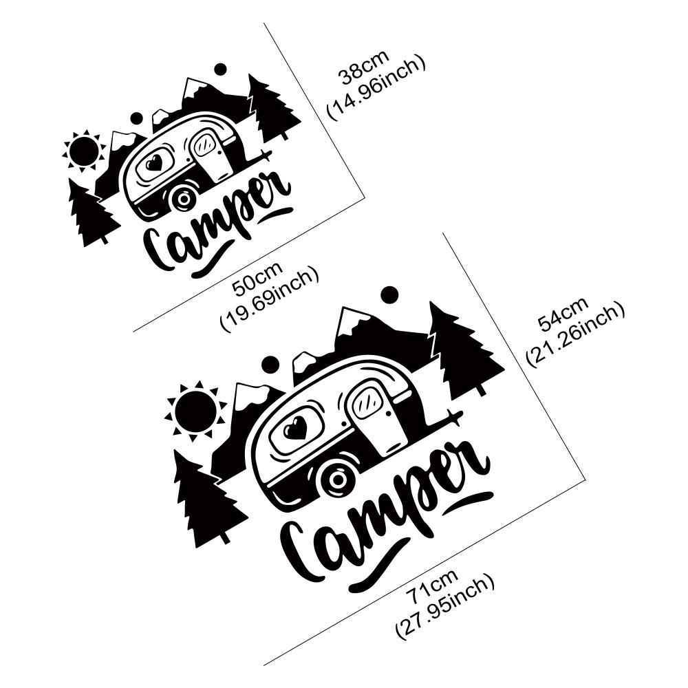 Creative Camper Graphics Car Sticker Camping Pattern Vinyl Decal Car  Door Window Decoration For Transporter RV Caravan Truck