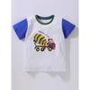 2025 New Summer Clothing for Baby Boys, Pure Cotton Short-Sleeve Pullover Base Shirt, Cartoon Round-Neck Children's Top, Construction Vehicle Design