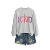 Womens Oversized Cotton Hoodie With Be Kind Cutout Letter Print Fall Winter Casual Sweatshirt