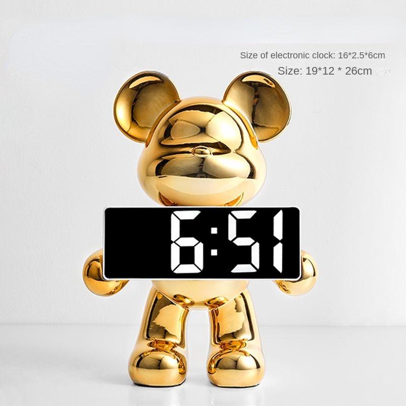 Light Luxury Creative Violent Bear Clock Ornament Entrance Living Room Decoration Wine Cabinet TV Cabinet Home Decor Crafts