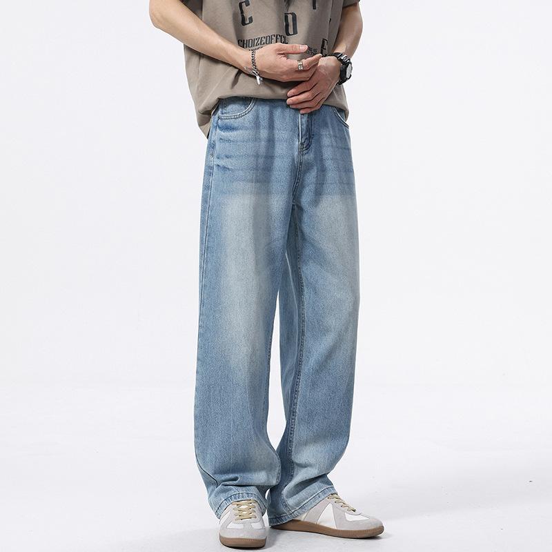 

Summer Thin Tennis Jeans New Loose Draped Straight-Light Wide Legs 38