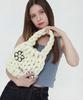 Acho Daisy Flower Knitted Pompon Tote Bag_Ivory