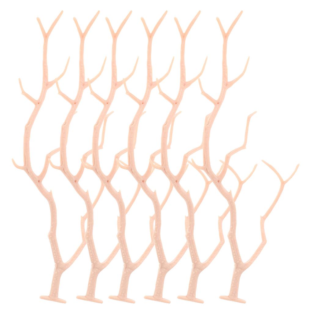 6Pcs Artificial Antler Shaped Coral Branches Light Color Fake Dry Twigs for Party Layout Props DIY Headband Branches Home Decor