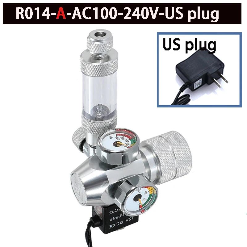 AC100-240V Aquarium CO2 Regulator Electromagnetic Valve Bubble Counter CO2 Control System Fish Tank CO2 Pressure Reducing Valve W21.8
