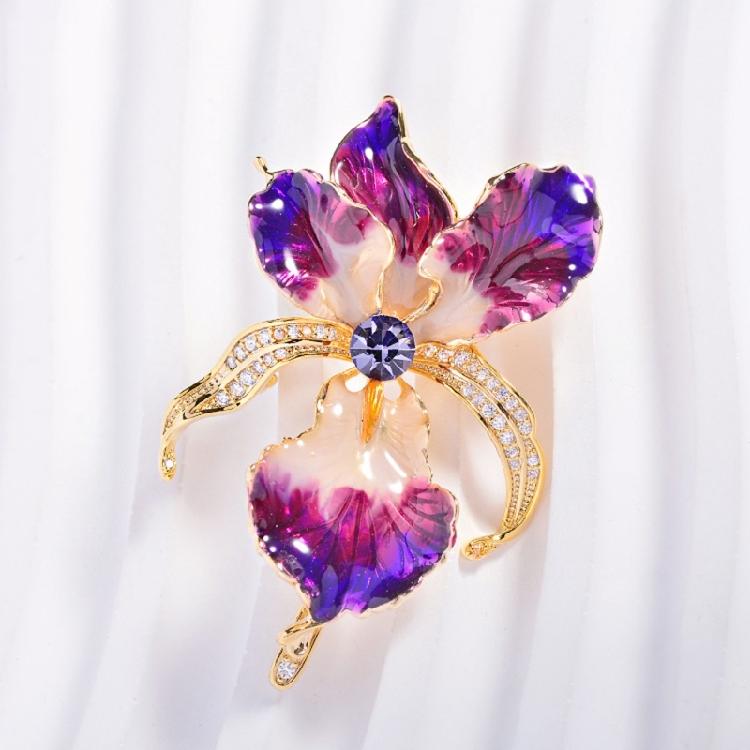 Irises Flower Design Brooch Jewelry With Enamel Finish Sturdy Copper Construction 11g Comfort Fit Unisex Gift