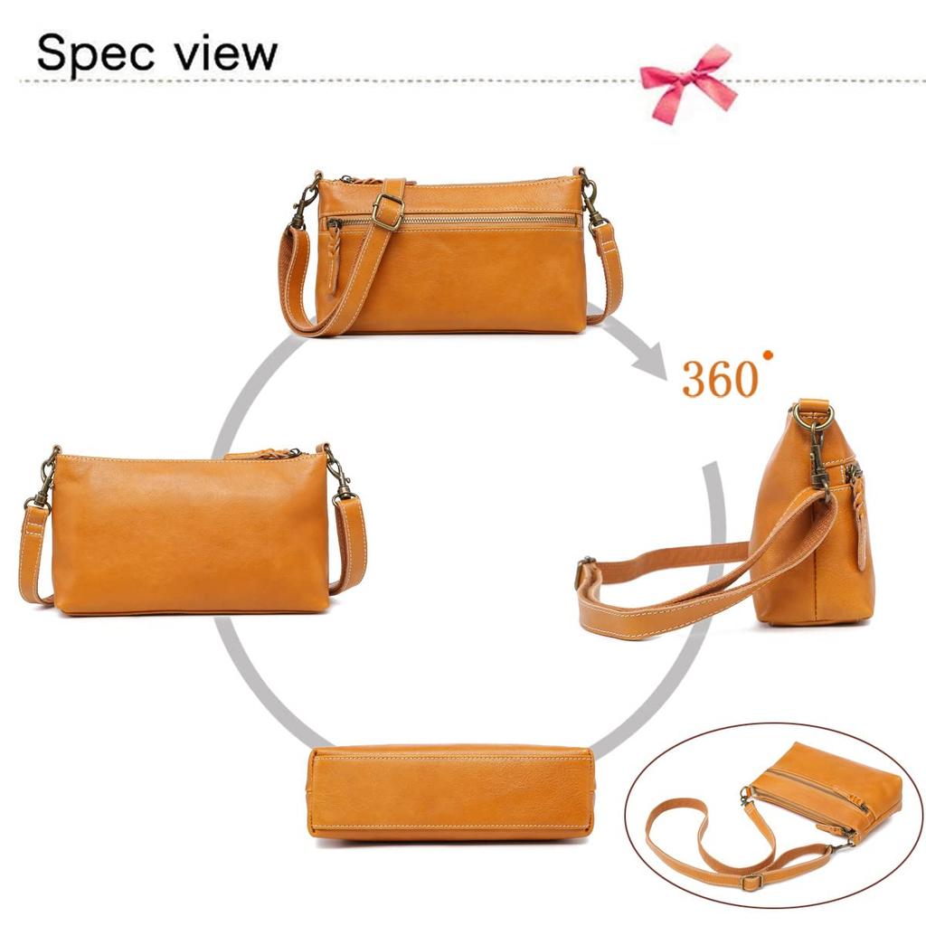 AKIYAMA Women's Handmade Genuine Leather Shoulder Bag, Crossbody Bag, Cute, Lightweight, Small, Stylish Pochette, SpringSummer (Camel)